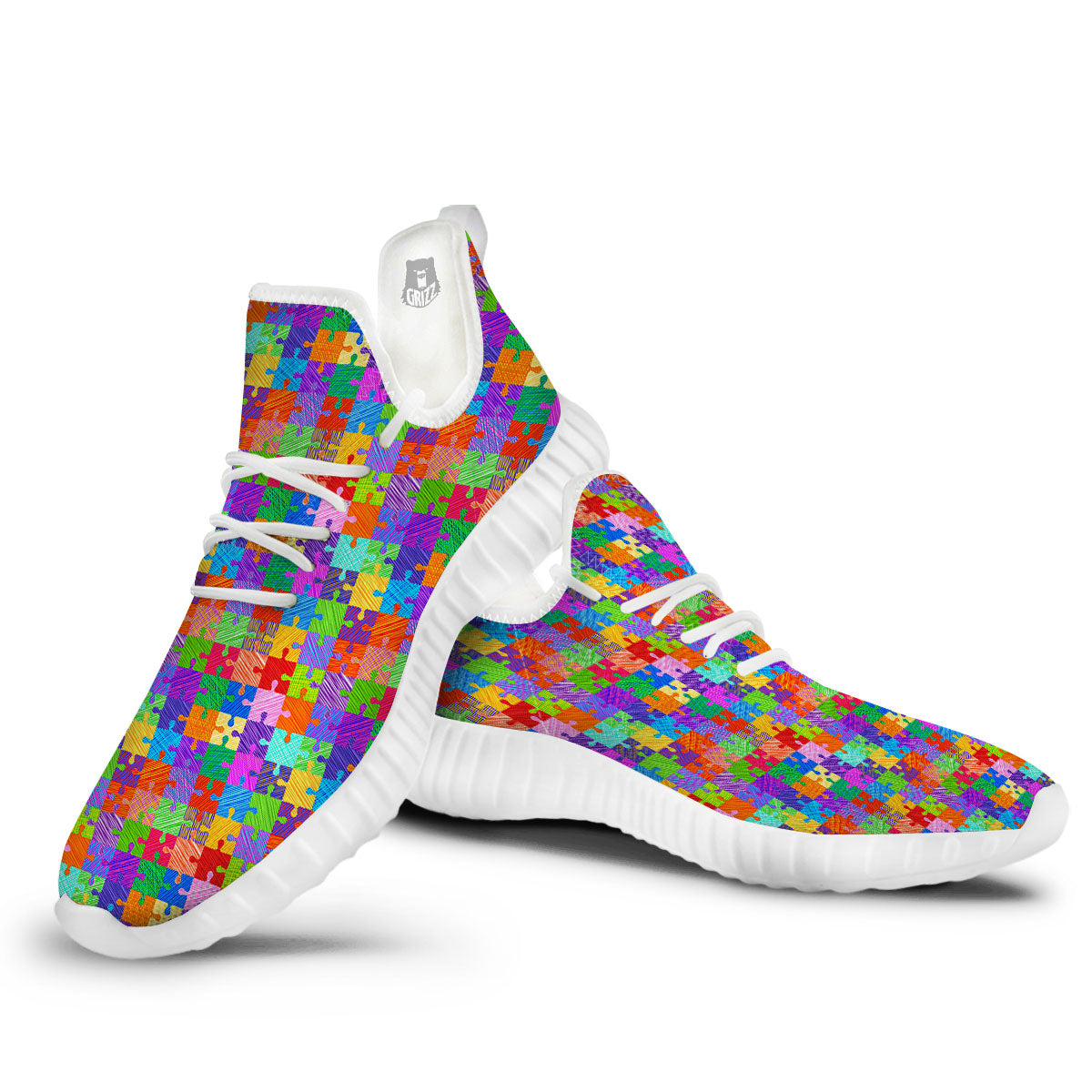 Drawing Autism Awareness Print White Walking Shoes-grizzshop