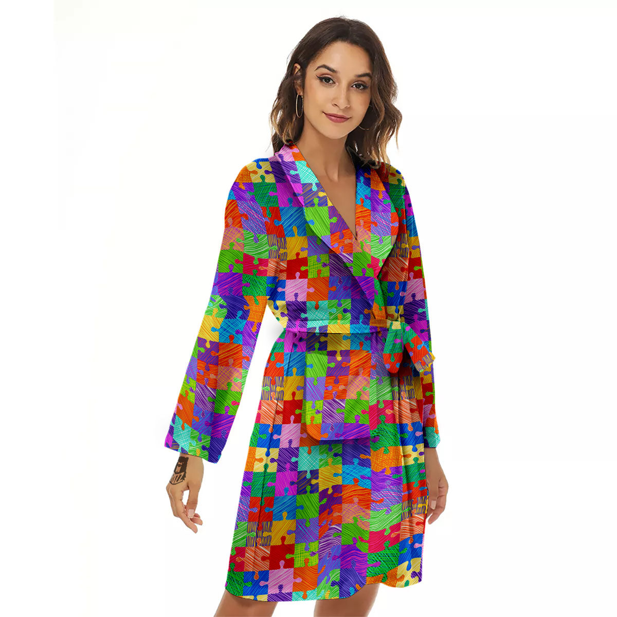 Drawing Autism Awareness Print Women's Robe-grizzshop