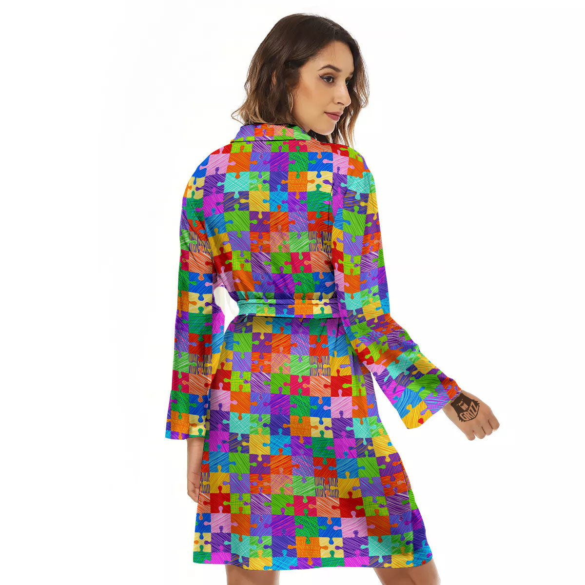 Drawing Autism Awareness Print Women's Robe-grizzshop