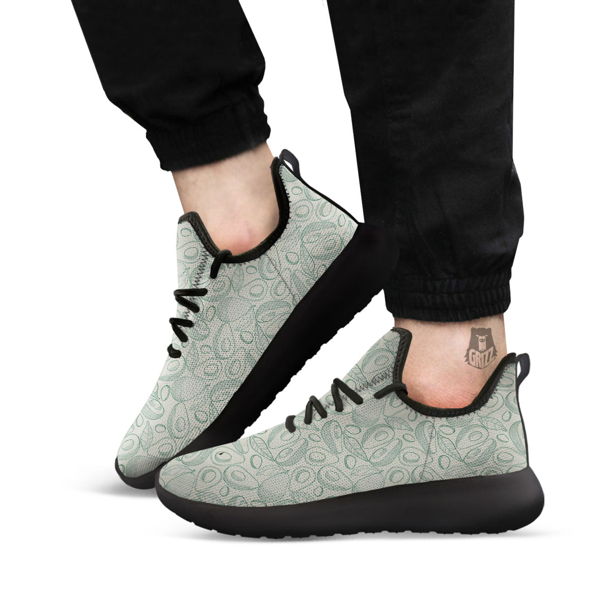 Drawing Avocado Cut In Half Print Black Athletic Shoes-grizzshop