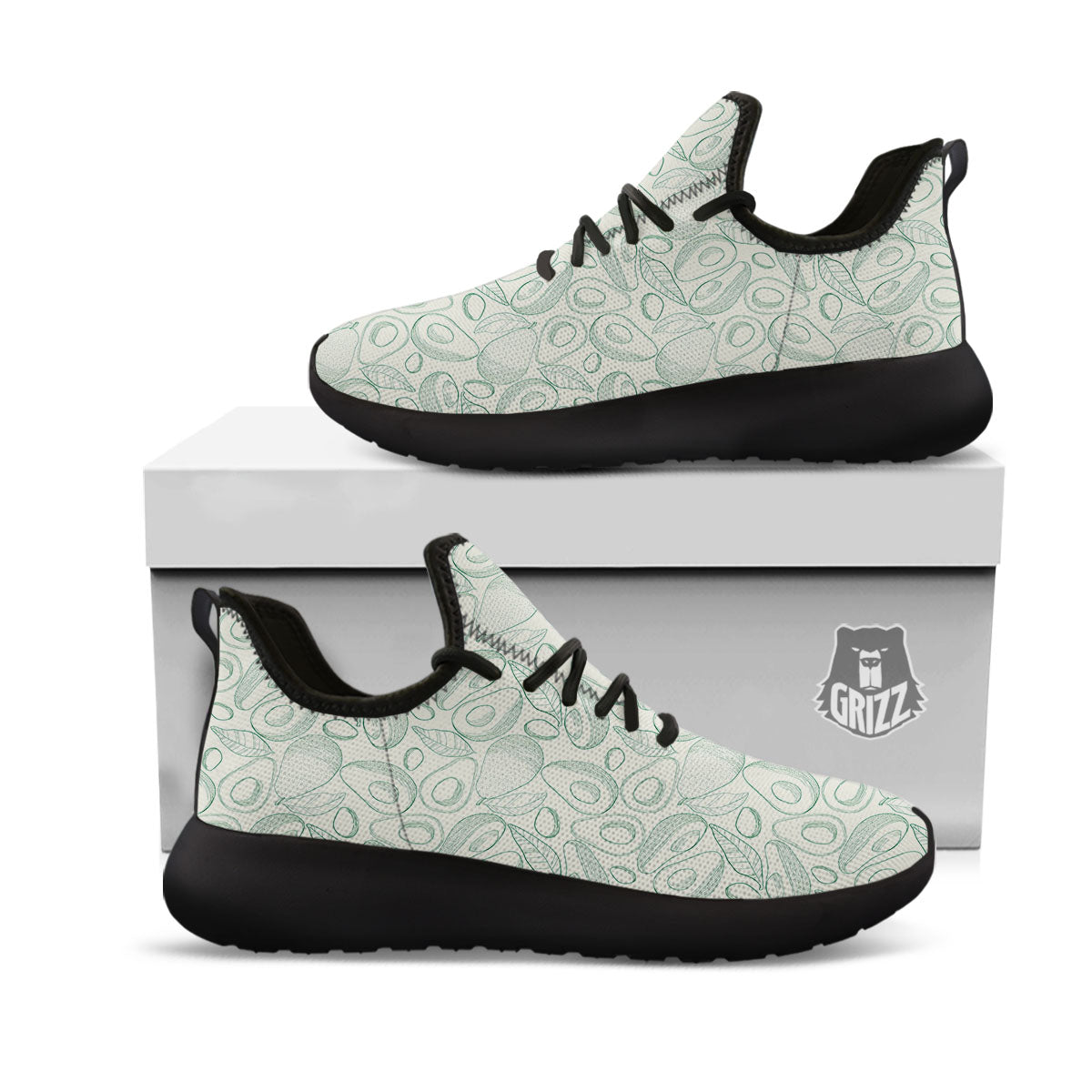 Drawing Avocado Cut In Half Print Black Athletic Shoes-grizzshop