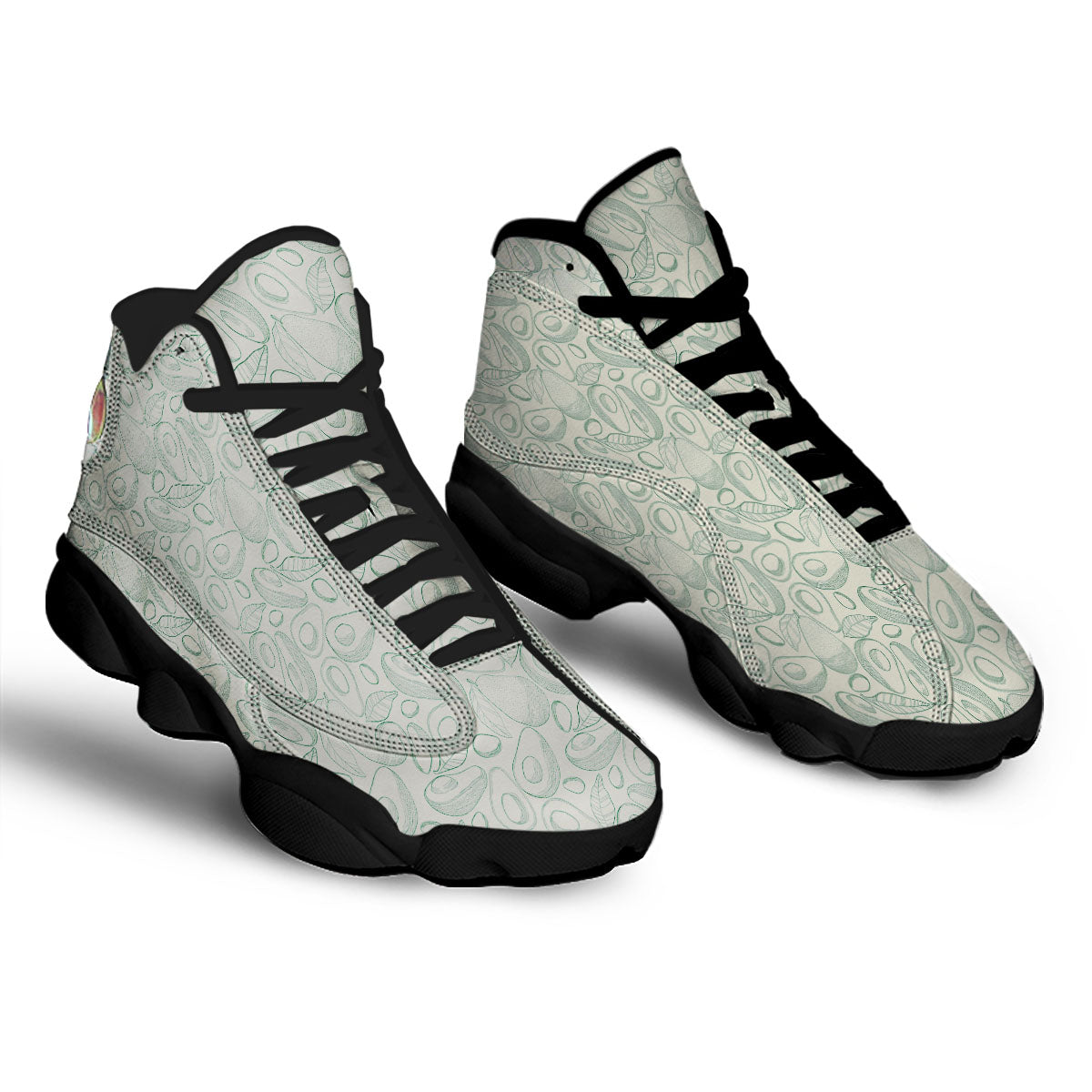 Drawing Avocado Cut In Half Print Black Basketball Shoes-grizzshop