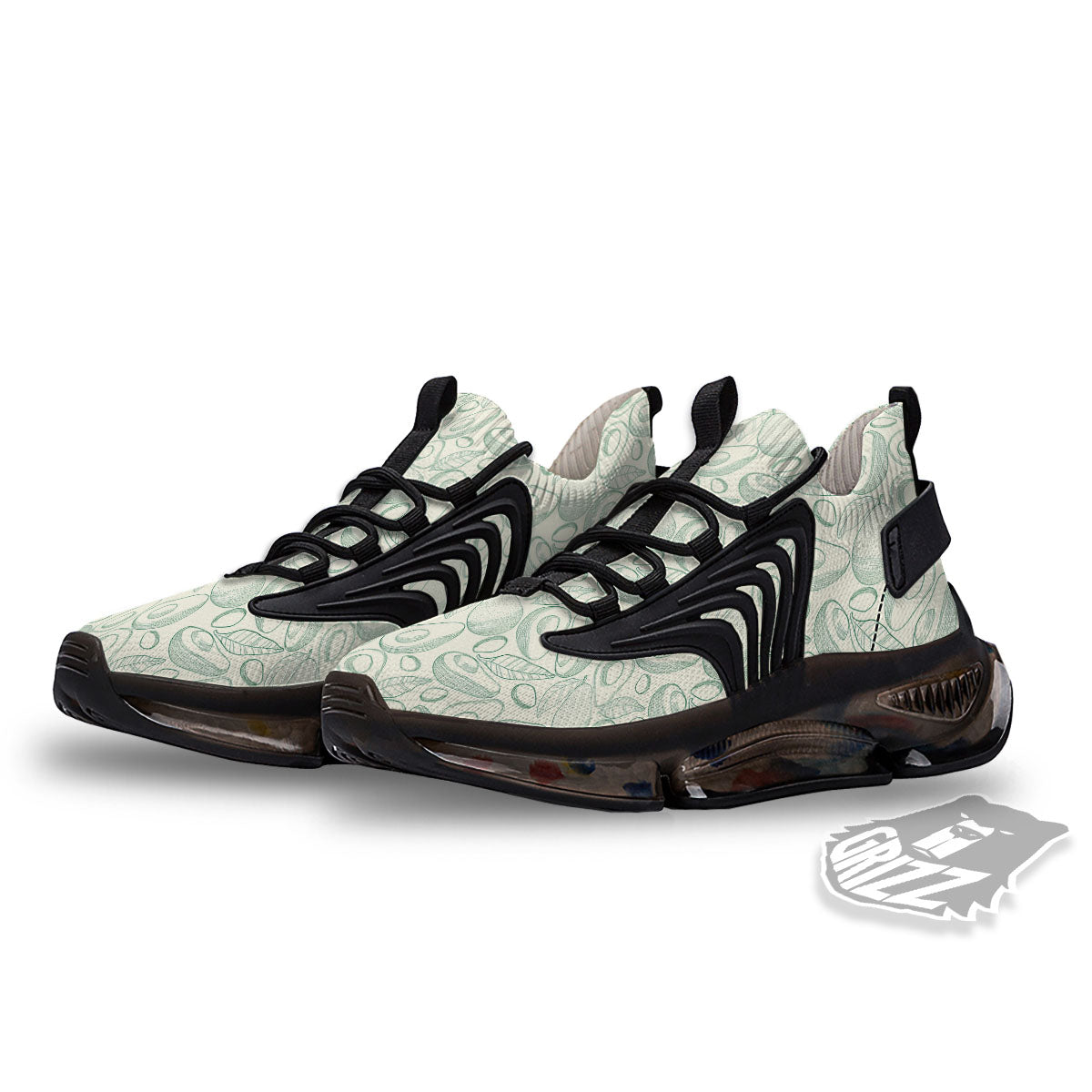 Drawing Avocado Cut In Half Print Black Gym Shoes-grizzshop