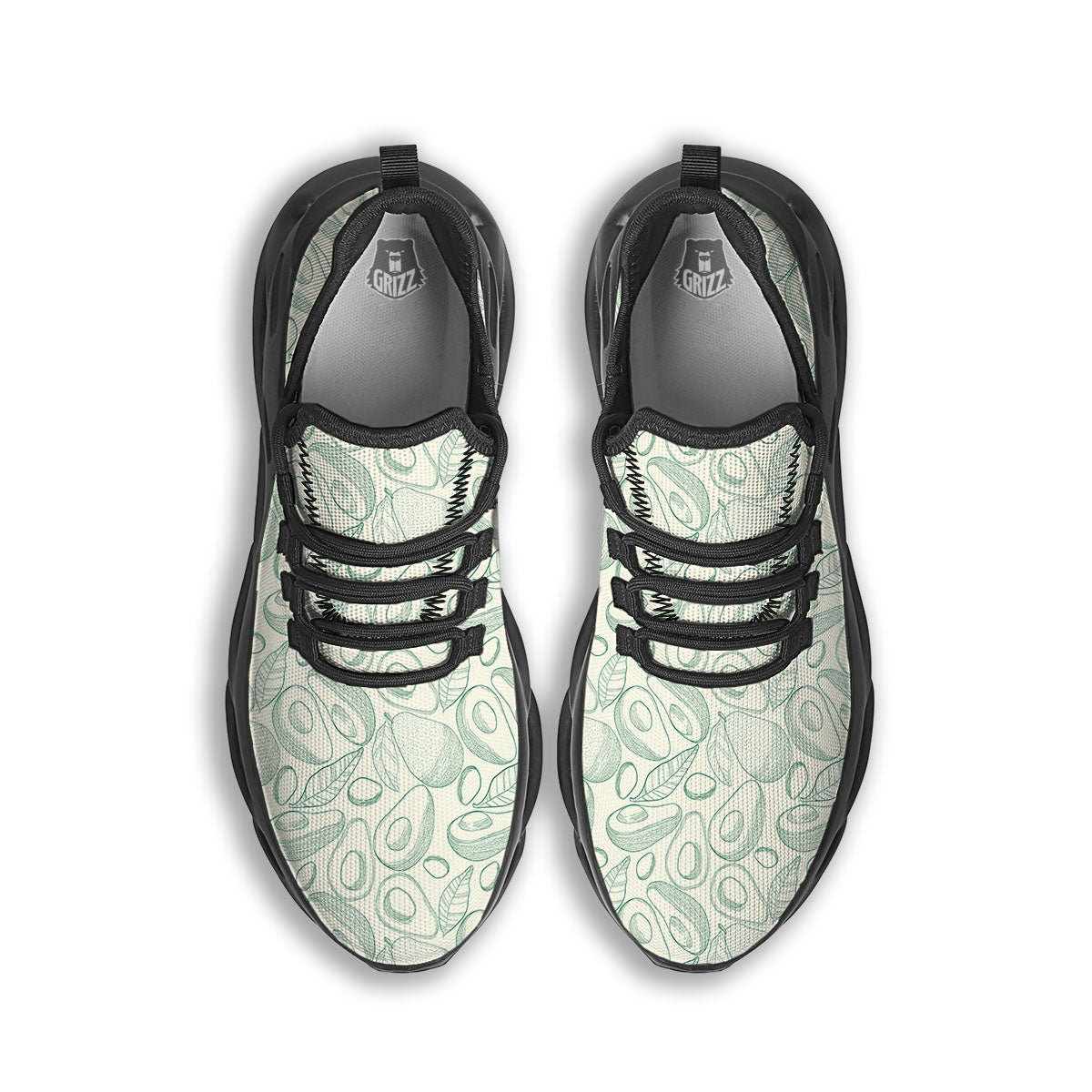 Drawing Avocado Cut In Half Print Black Running Shoes-grizzshop