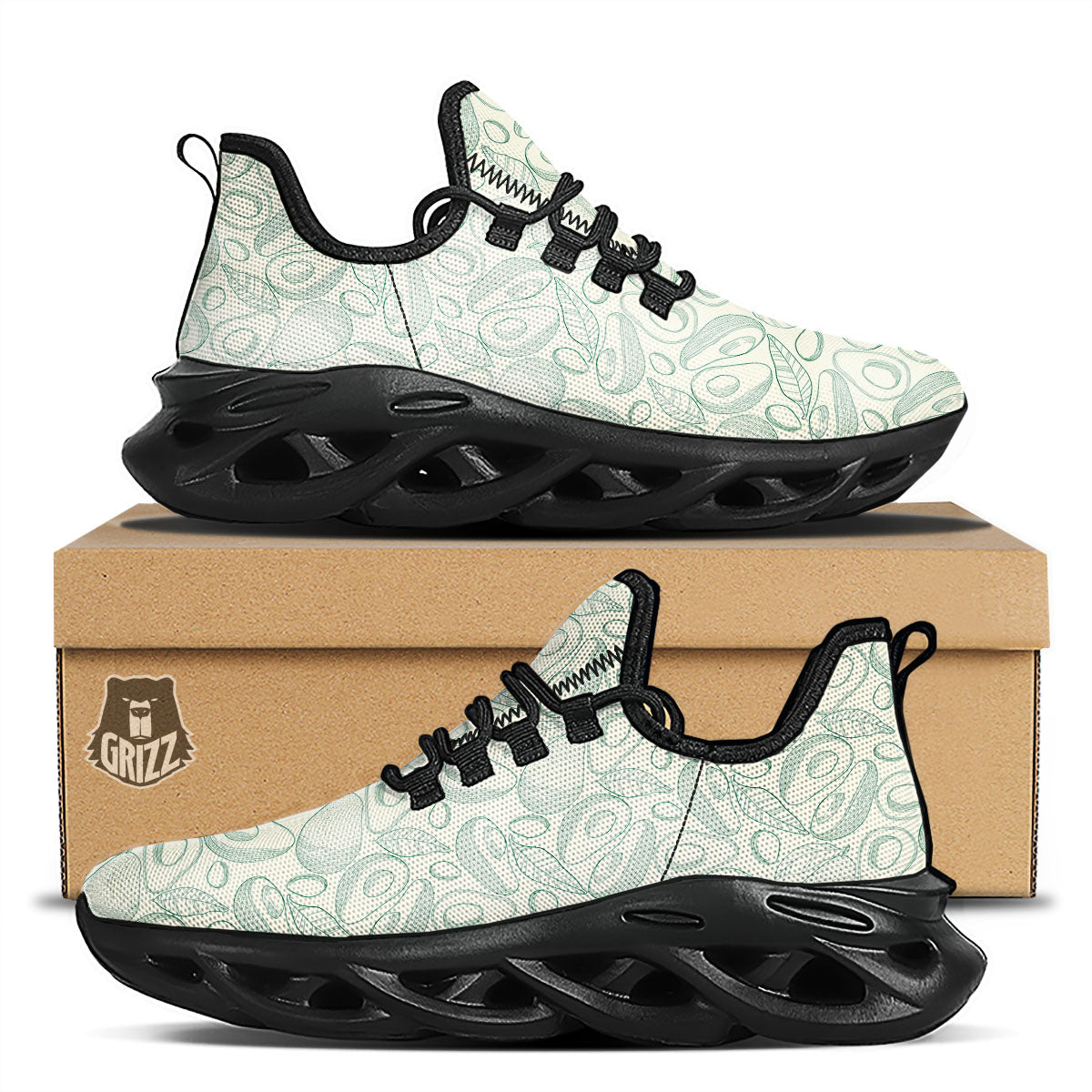 Drawing Avocado Cut In Half Print Black Running Shoes-grizzshop