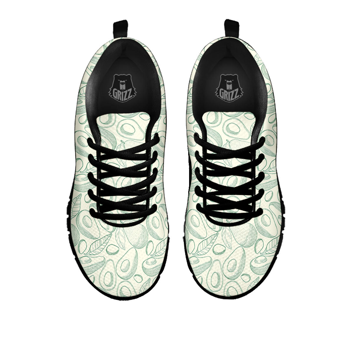 Drawing Avocado Cut In Half Print Black Sneaker-grizzshop