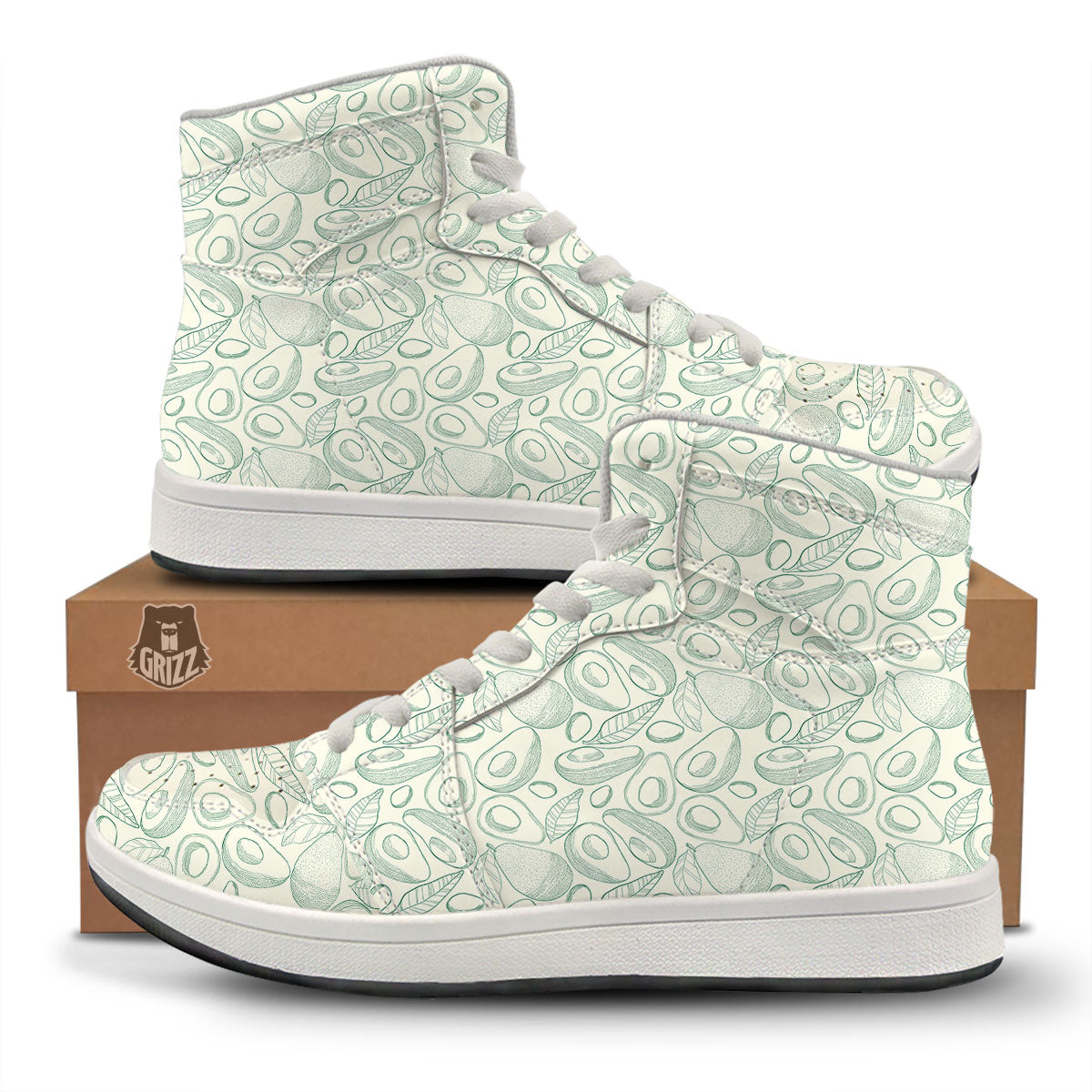 Drawing Avocado Cut In Half Print High Top Sneakers-grizzshop