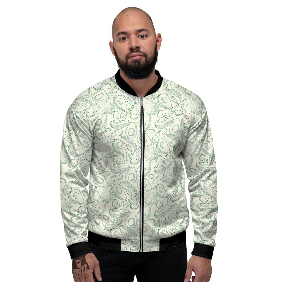 Drawing Avocado Cut In Half Print Men's Bomber Jacket-grizzshop