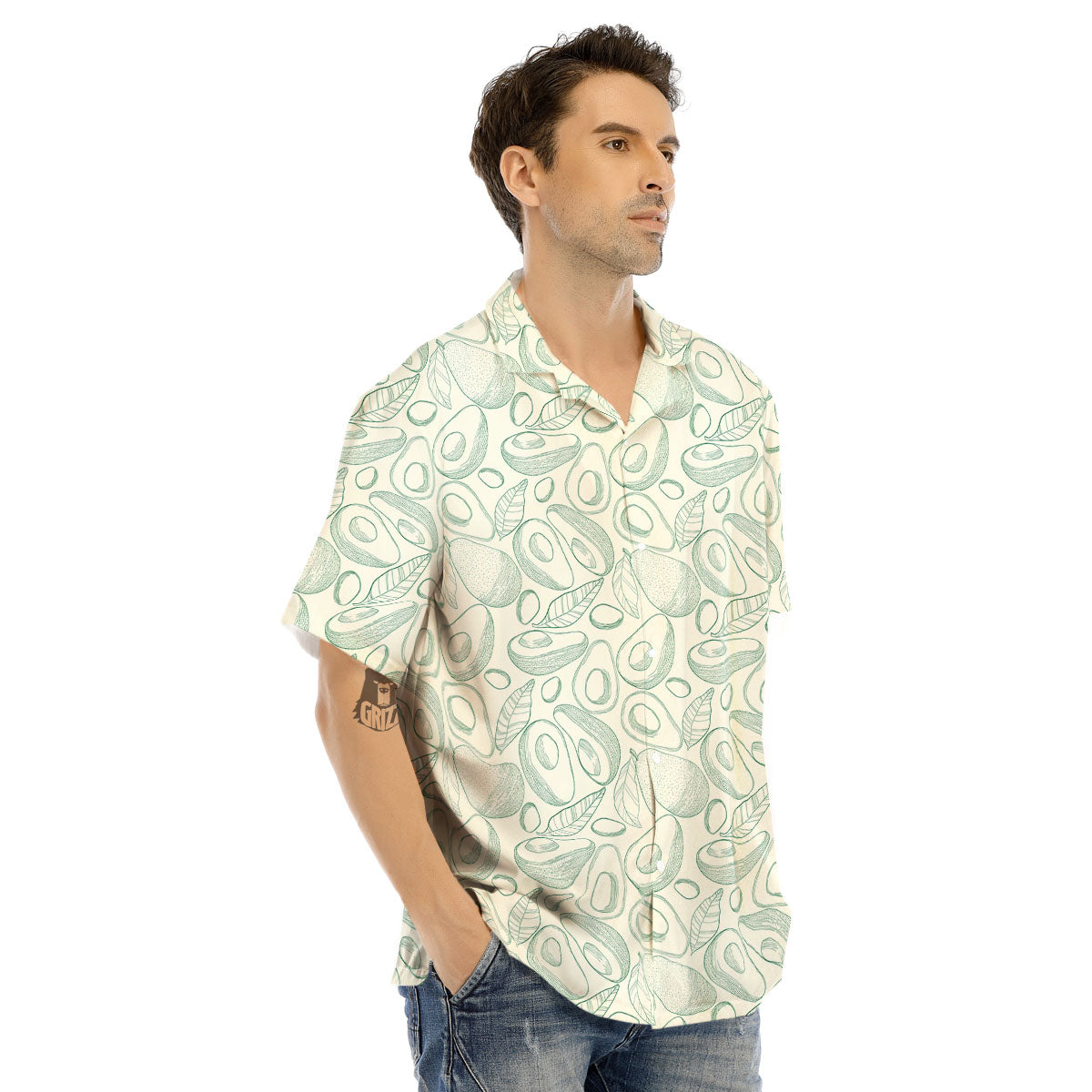 Drawing Avocado Cut In Half Print Men's Hawaiian Shirt-grizzshop