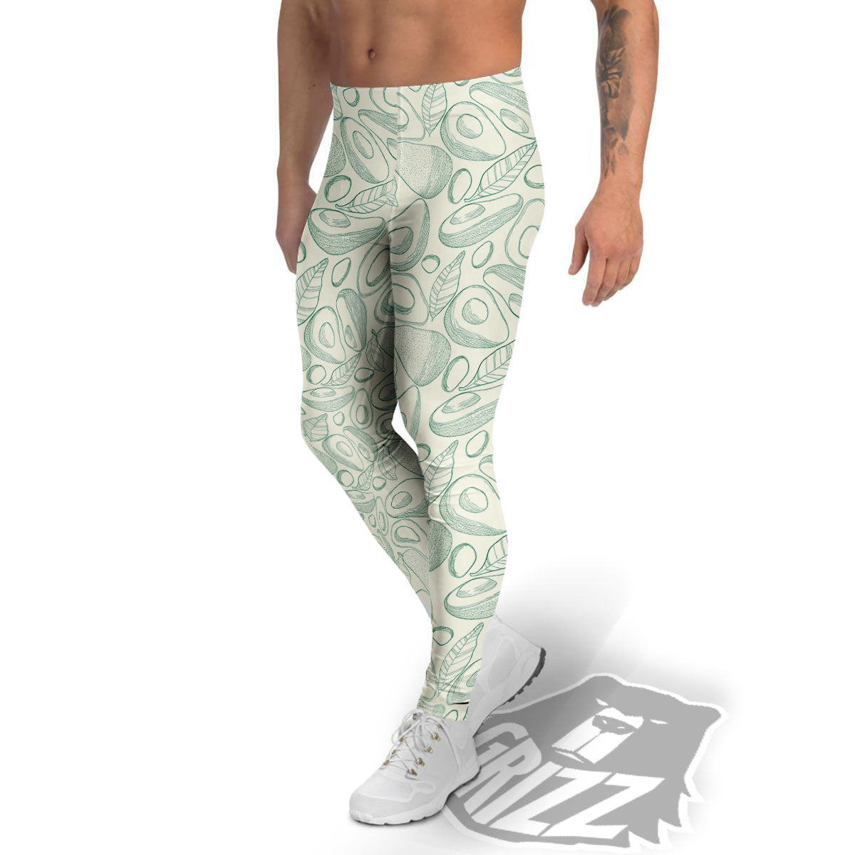 Drawing Avocado Cut In Half Print Men's Leggings-grizzshop