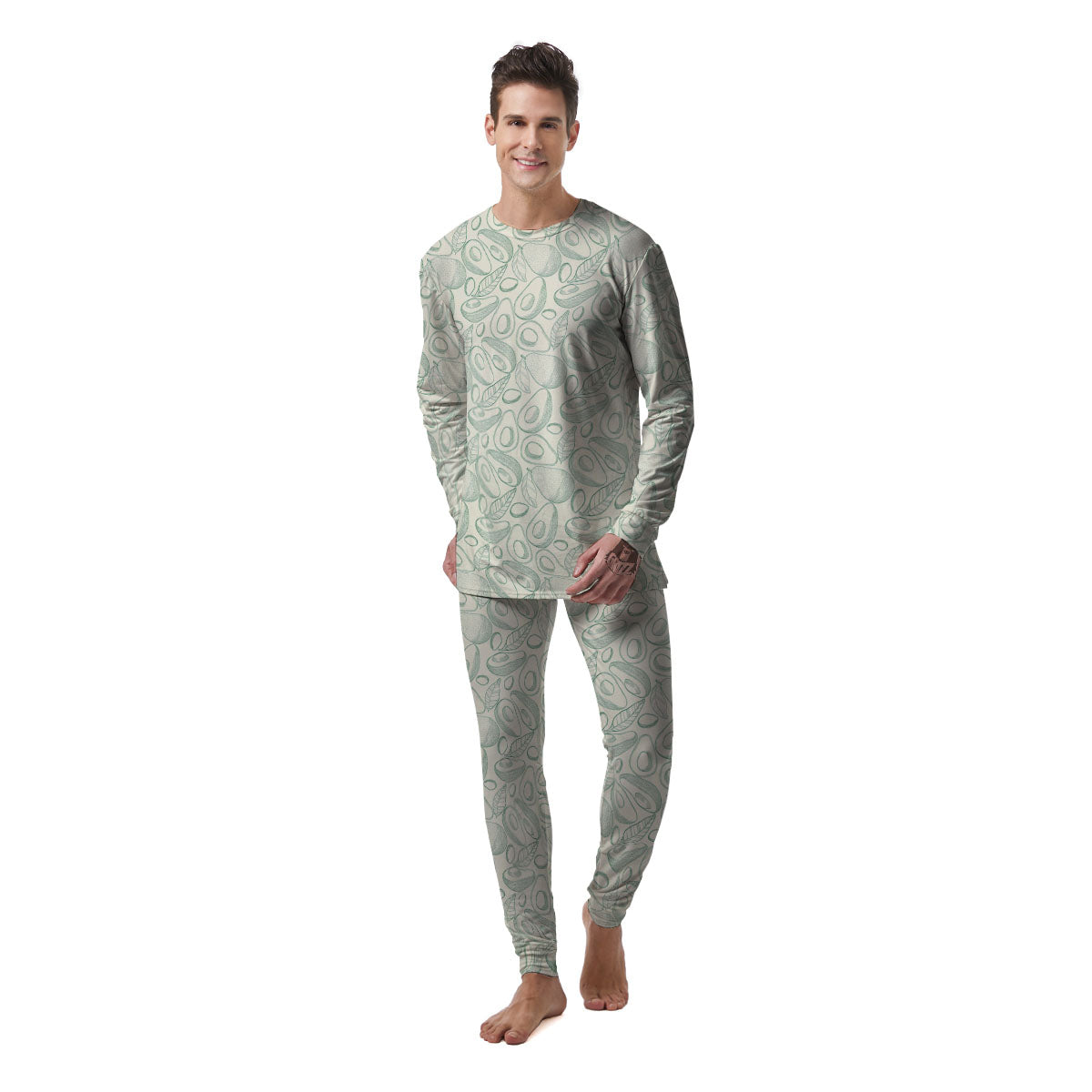 Drawing Avocado Cut In Half Print Men's Pajamas-grizzshop