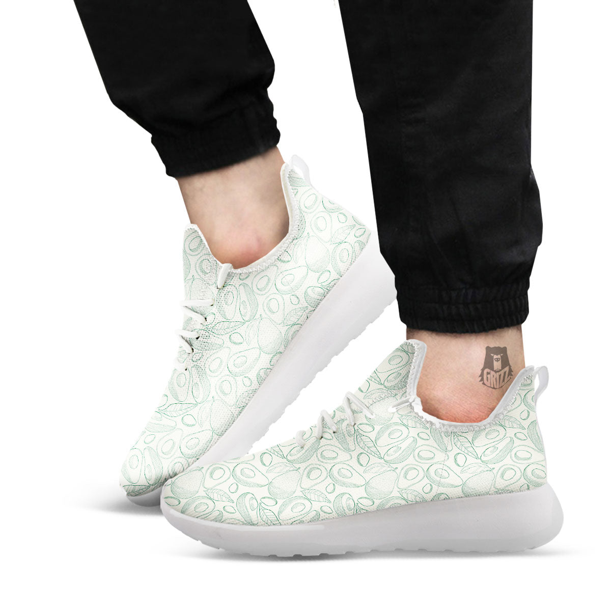 Drawing Avocado Cut In Half Print White Athletic Shoes-grizzshop