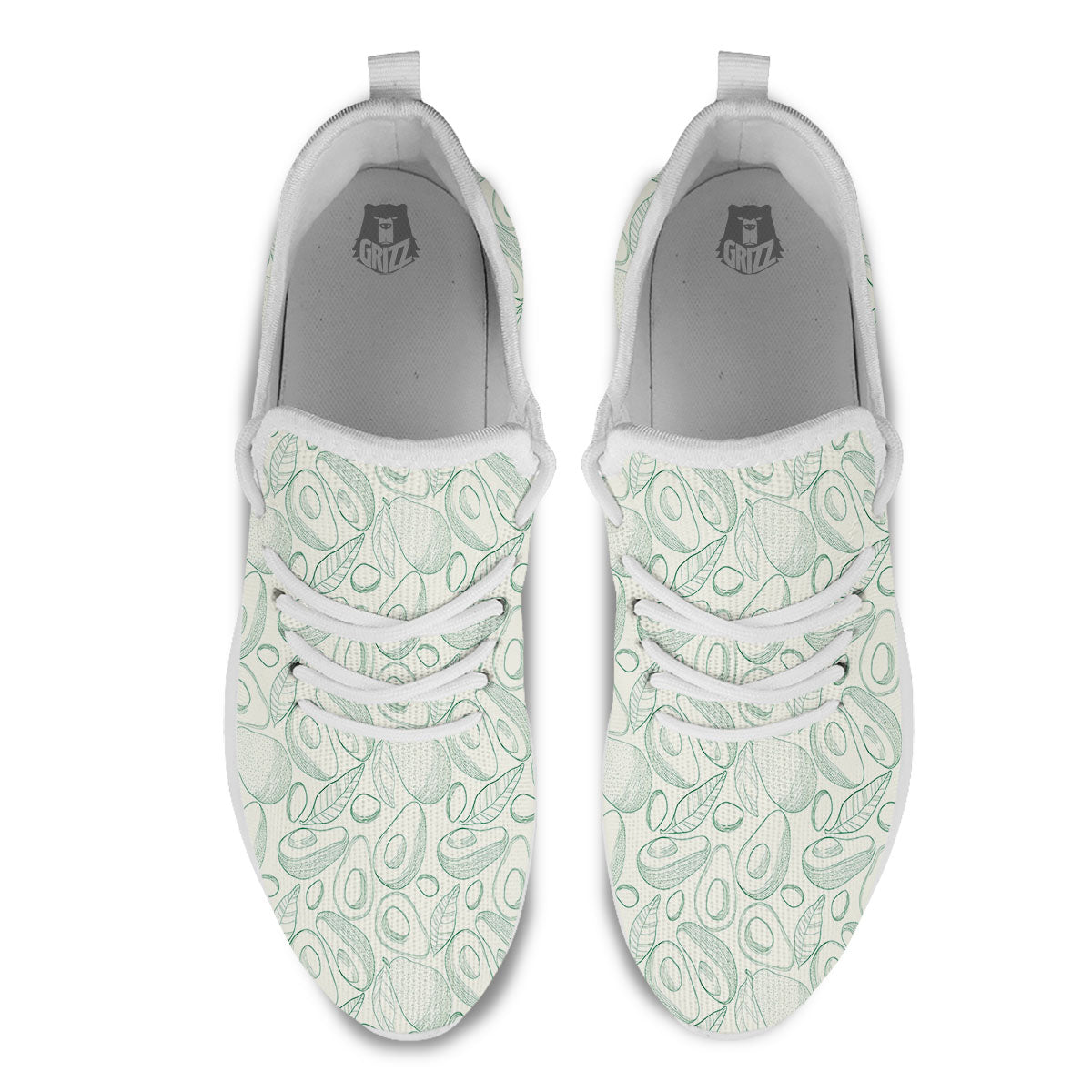 Drawing Avocado Cut In Half Print White Athletic Shoes-grizzshop