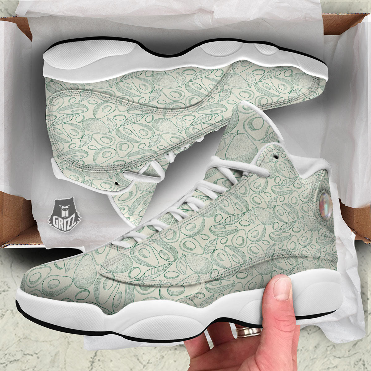 Drawing Avocado Cut In Half Print White Basketball Shoes-grizzshop