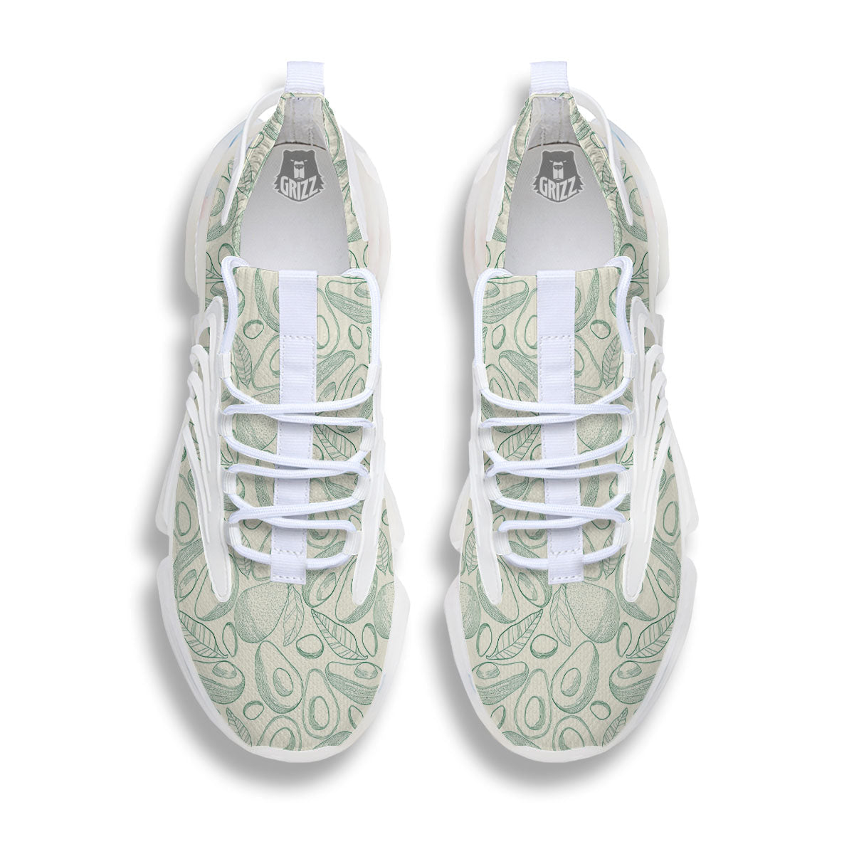 Drawing Avocado Cut In Half Print White Gym Shoes-grizzshop