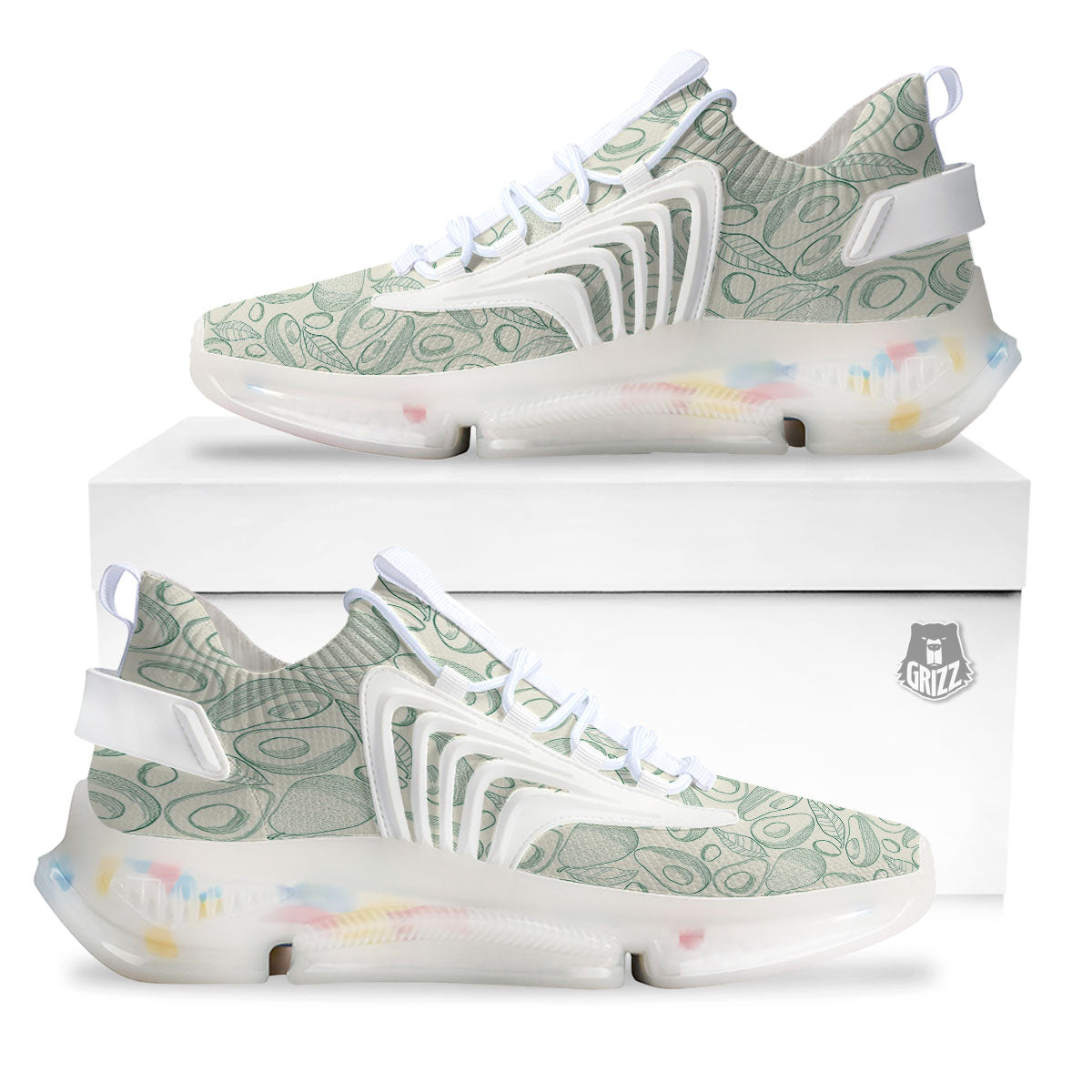 Drawing Avocado Cut In Half Print White Gym Shoes-grizzshop