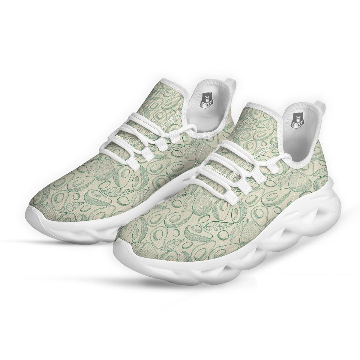 Drawing Avocado Cut In Half Print White Running Shoes-grizzshop