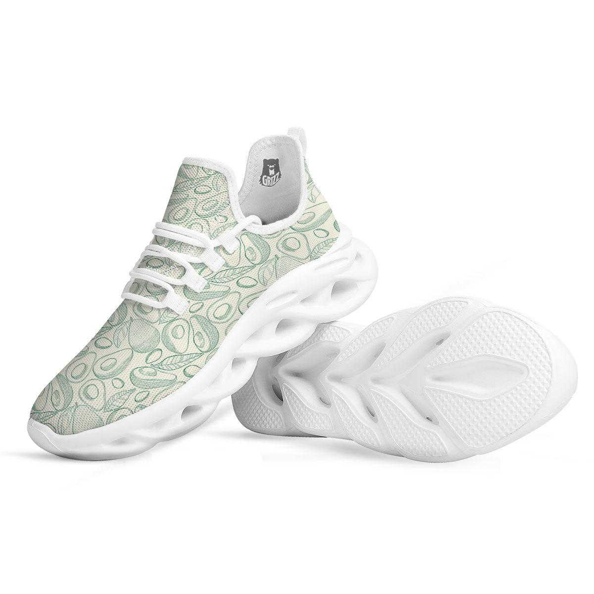 Drawing Avocado Cut In Half Print White Running Shoes-grizzshop