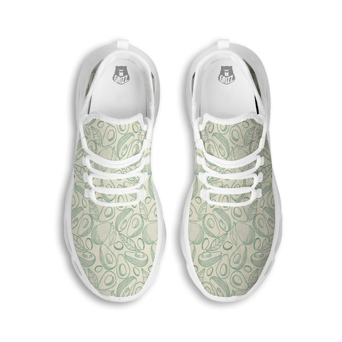Drawing Avocado Cut In Half Print White Running Shoes-grizzshop
