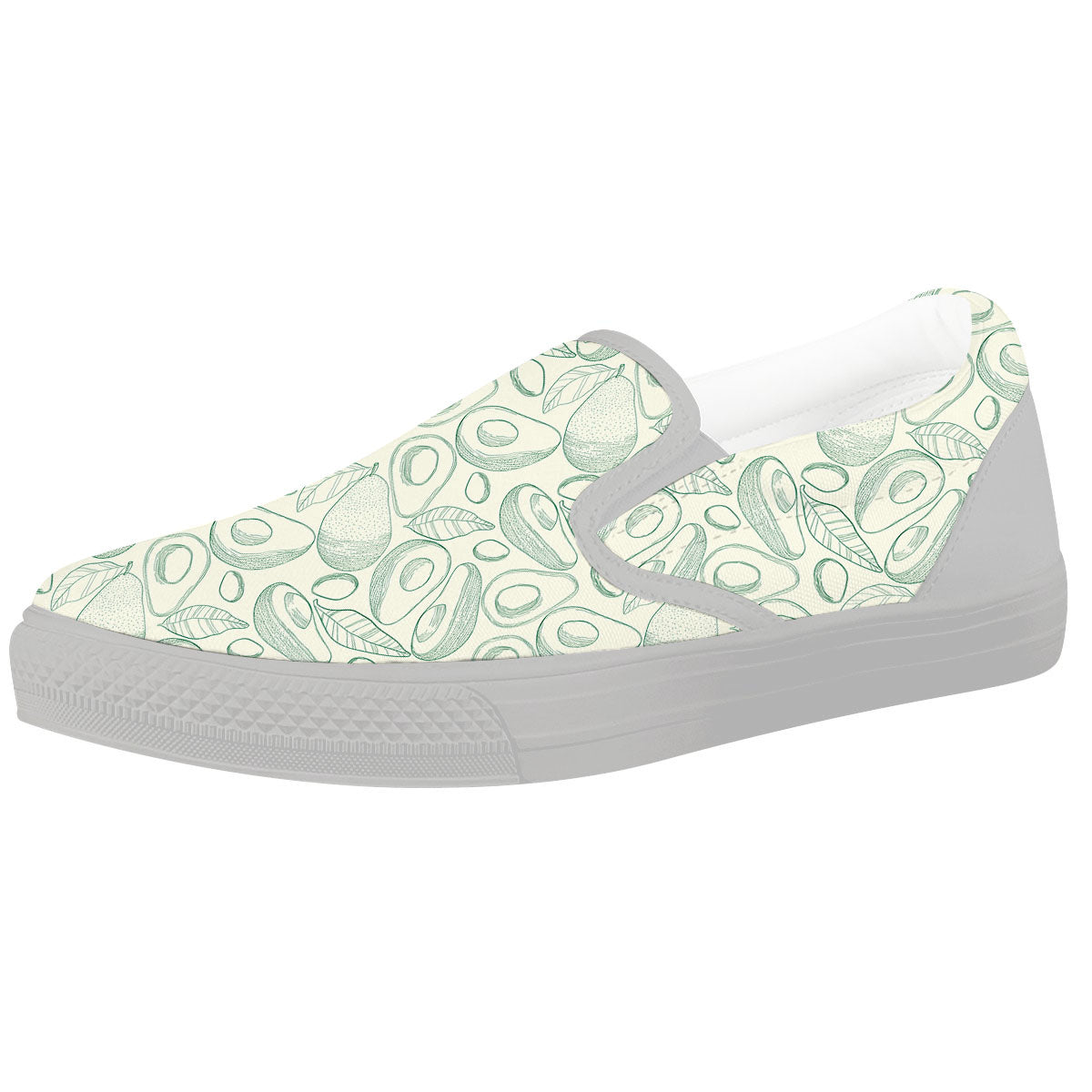 Drawing Avocado Cut In Half Print White Slip On Shoes-grizzshop