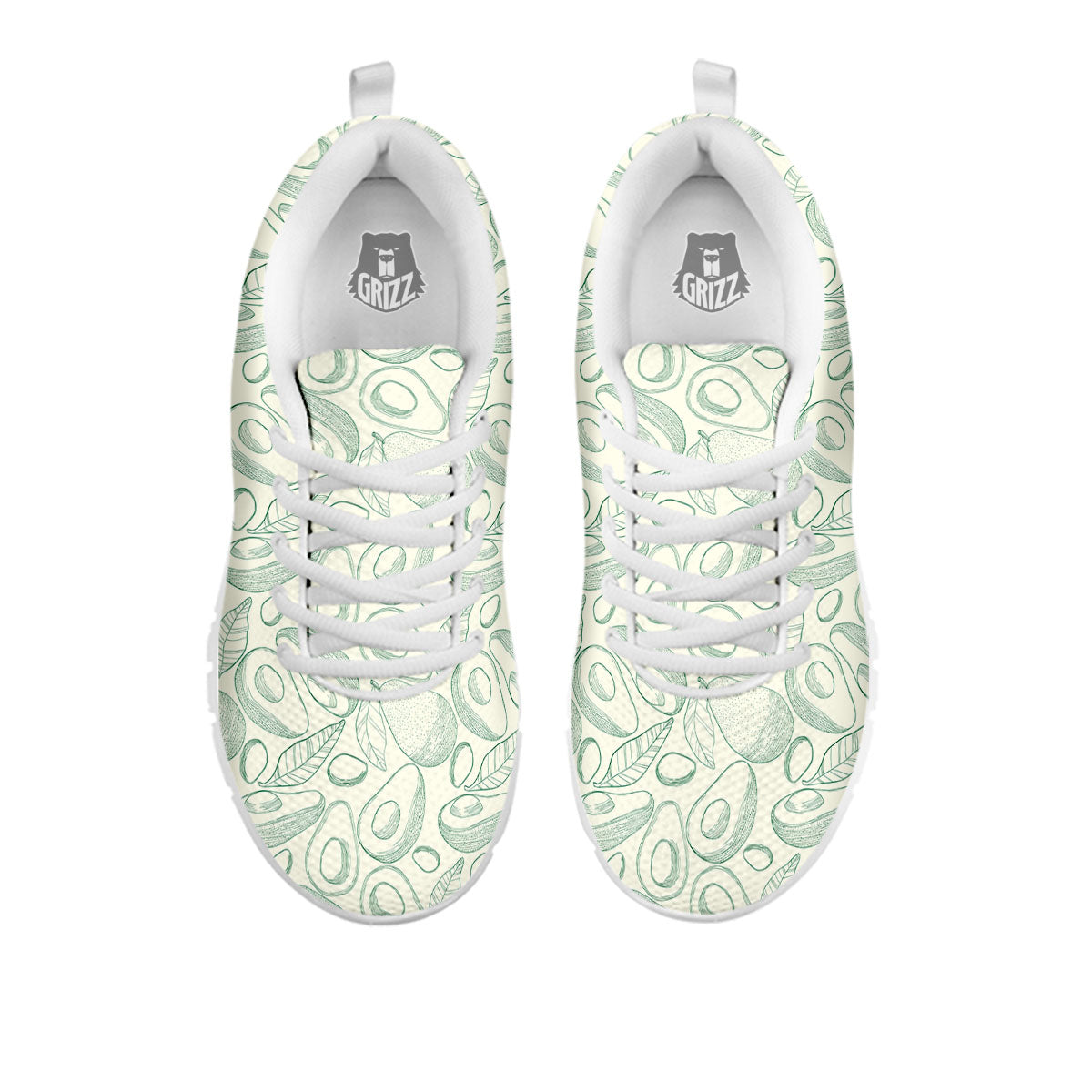 Drawing Avocado Cut In Half Print White Sneaker-grizzshop
