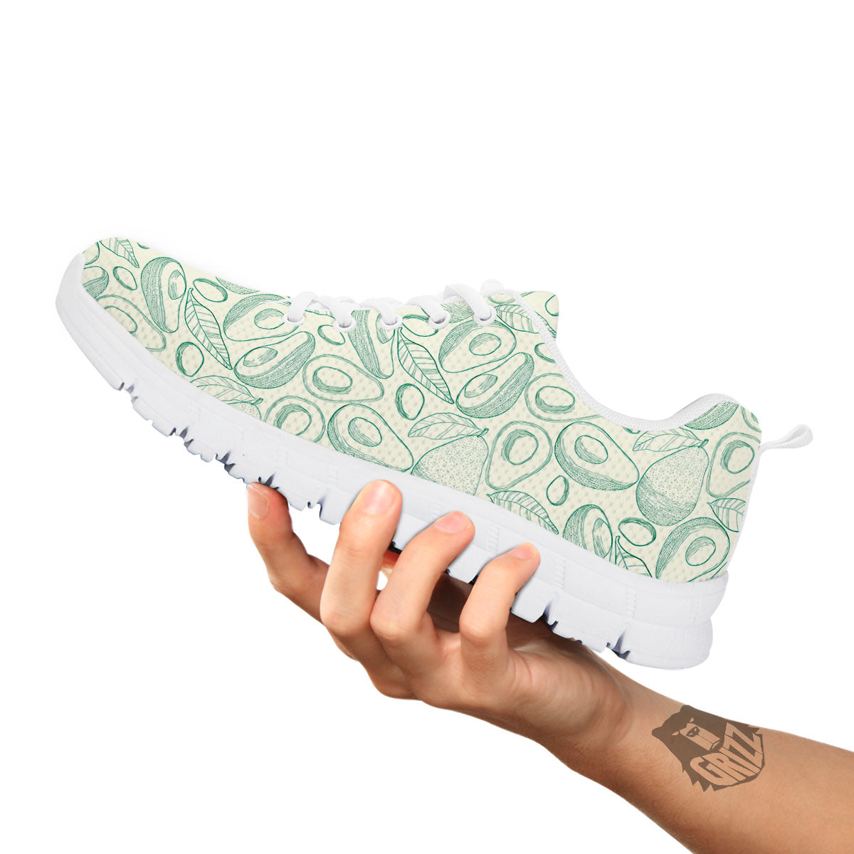 Drawing Avocado Cut In Half Print White Sneaker-grizzshop