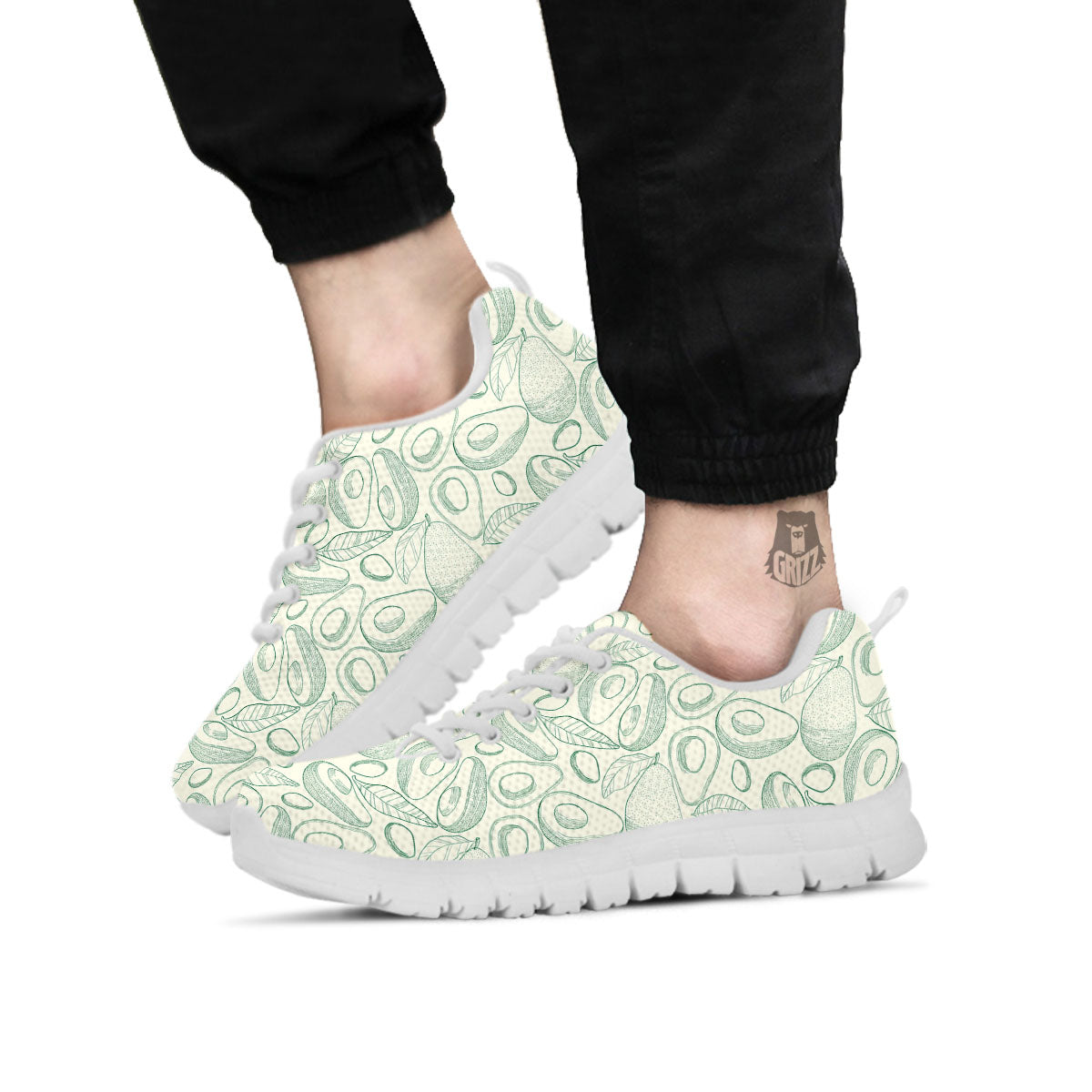 Drawing Avocado Cut In Half Print White Sneaker-grizzshop