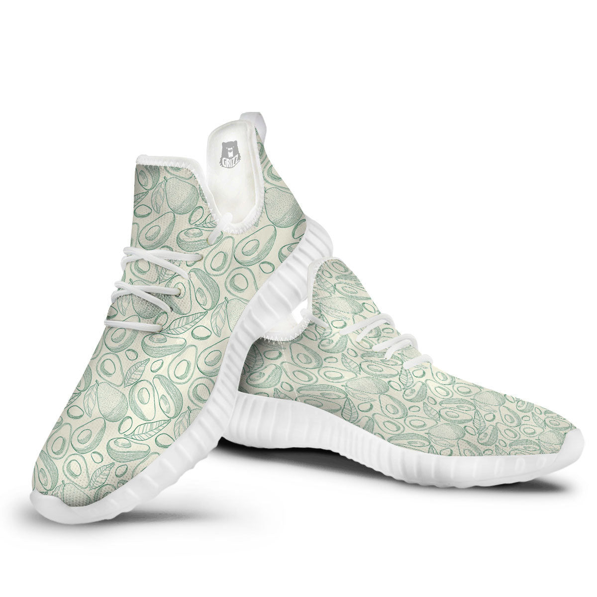 Drawing Avocado Cut In Half Print White Walking Shoes-grizzshop
