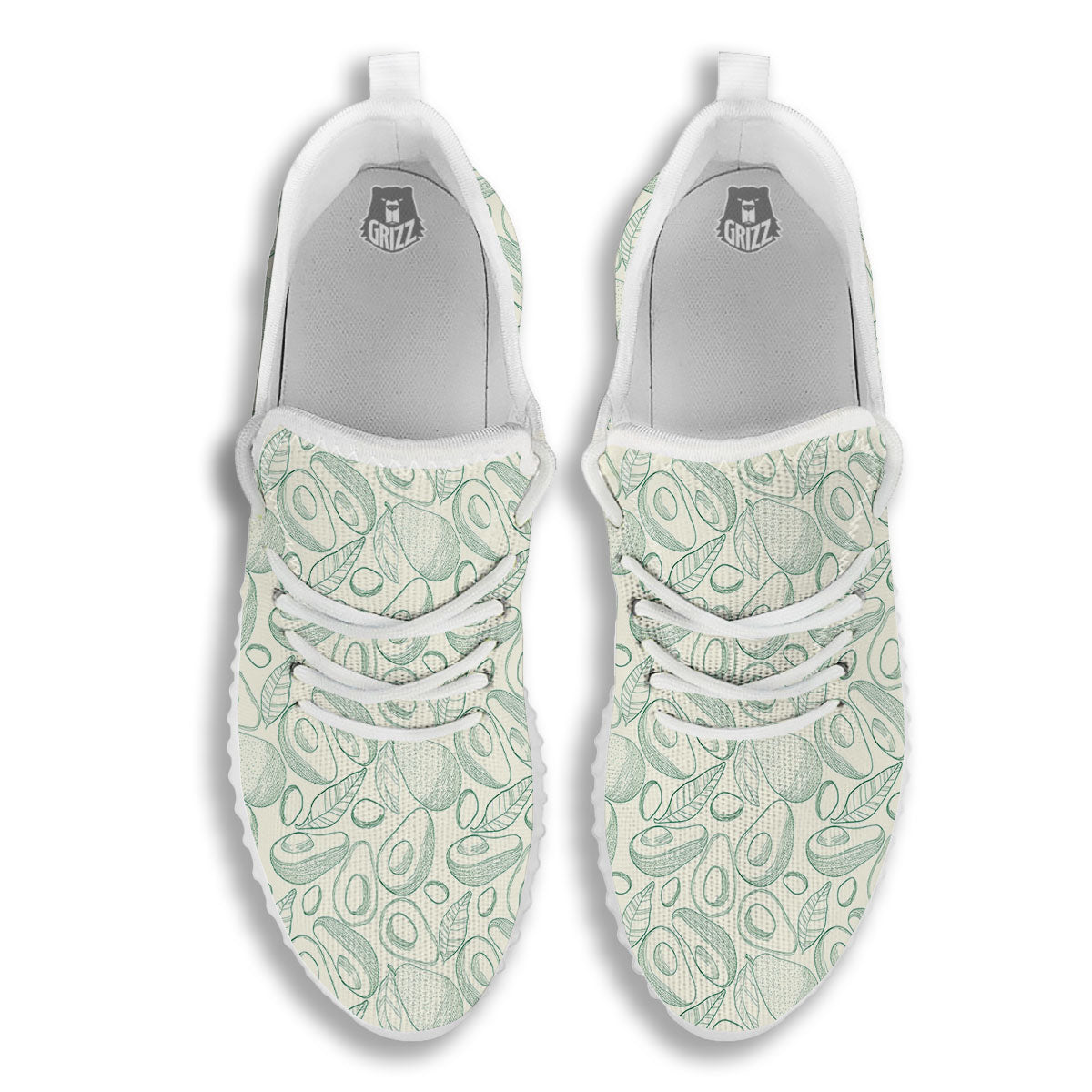 Drawing Avocado Cut In Half Print White Walking Shoes-grizzshop