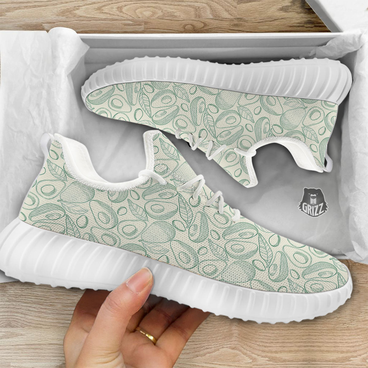 Drawing Avocado Cut In Half Print White Walking Shoes-grizzshop