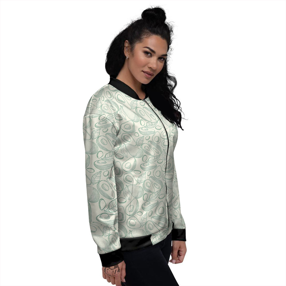 Drawing Avocado Cut In Half Print Women's Bomber Jacket-grizzshop