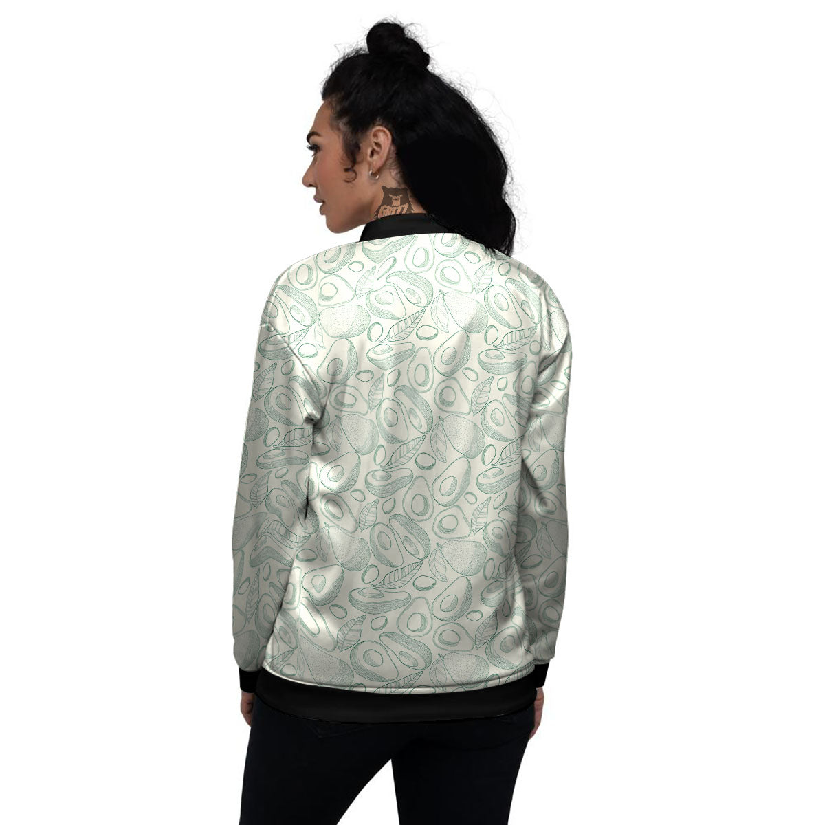 Drawing Avocado Cut In Half Print Women's Bomber Jacket-grizzshop