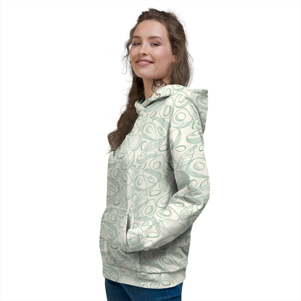 Drawing Avocado Cut In Half Print Women's Hoodie-grizzshop