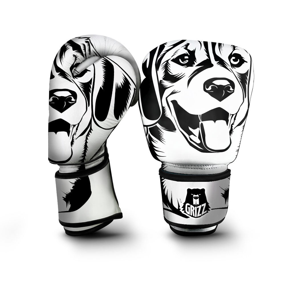 Drawing Beagle White And Black Print Boxing Gloves-grizzshop