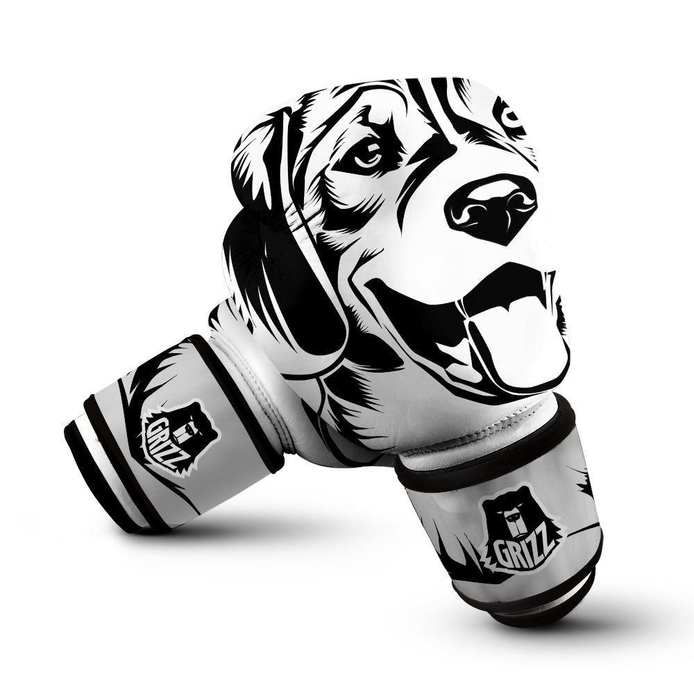 Drawing Beagle White And Black Print Boxing Gloves-grizzshop