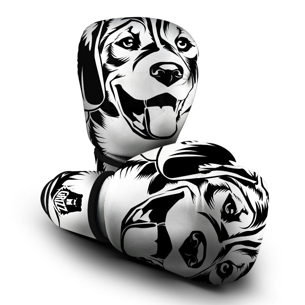 Drawing Beagle White And Black Print Boxing Gloves-grizzshop