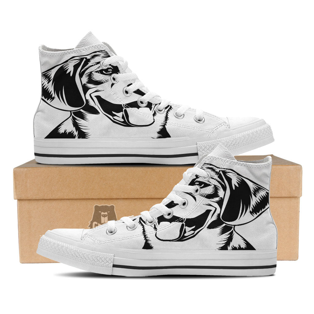 Drawing Beagle White And Black Print White High Top Shoes-grizzshop