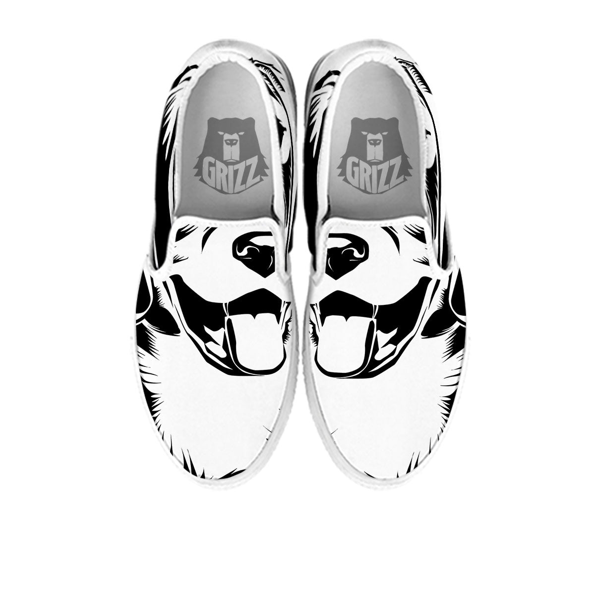 Drawing Beagle White And Black Print White Slip On Shoes-grizzshop