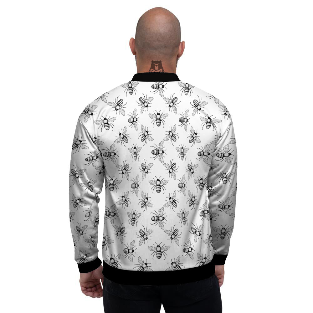 Drawing Bee Print Pattern Men's Bomber Jacket-grizzshop