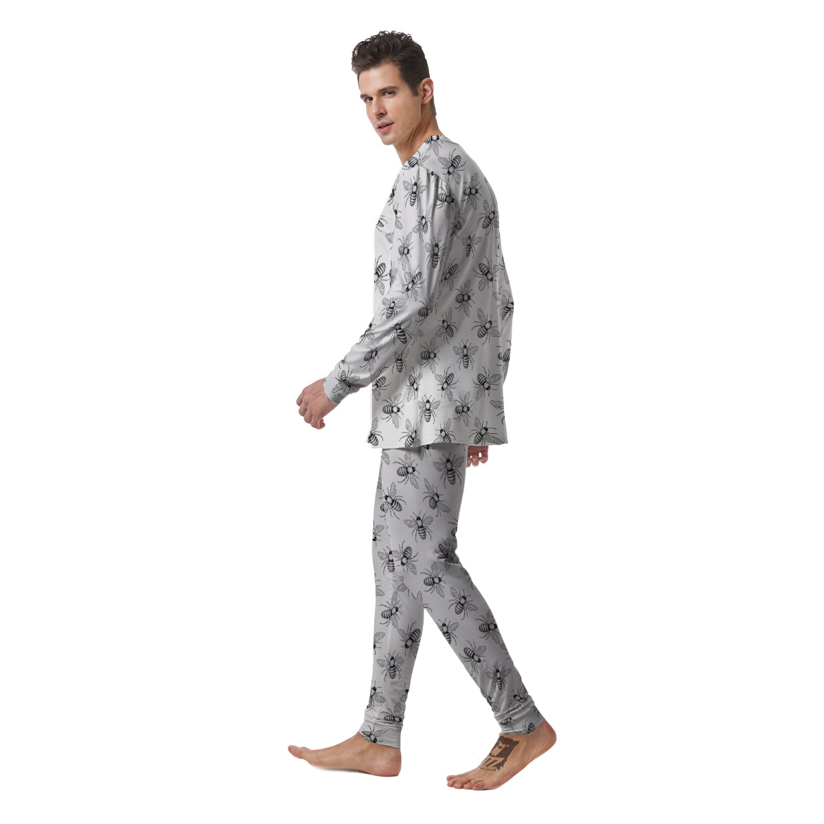 Drawing Bee Print Pattern Men's Pajamas-grizzshop