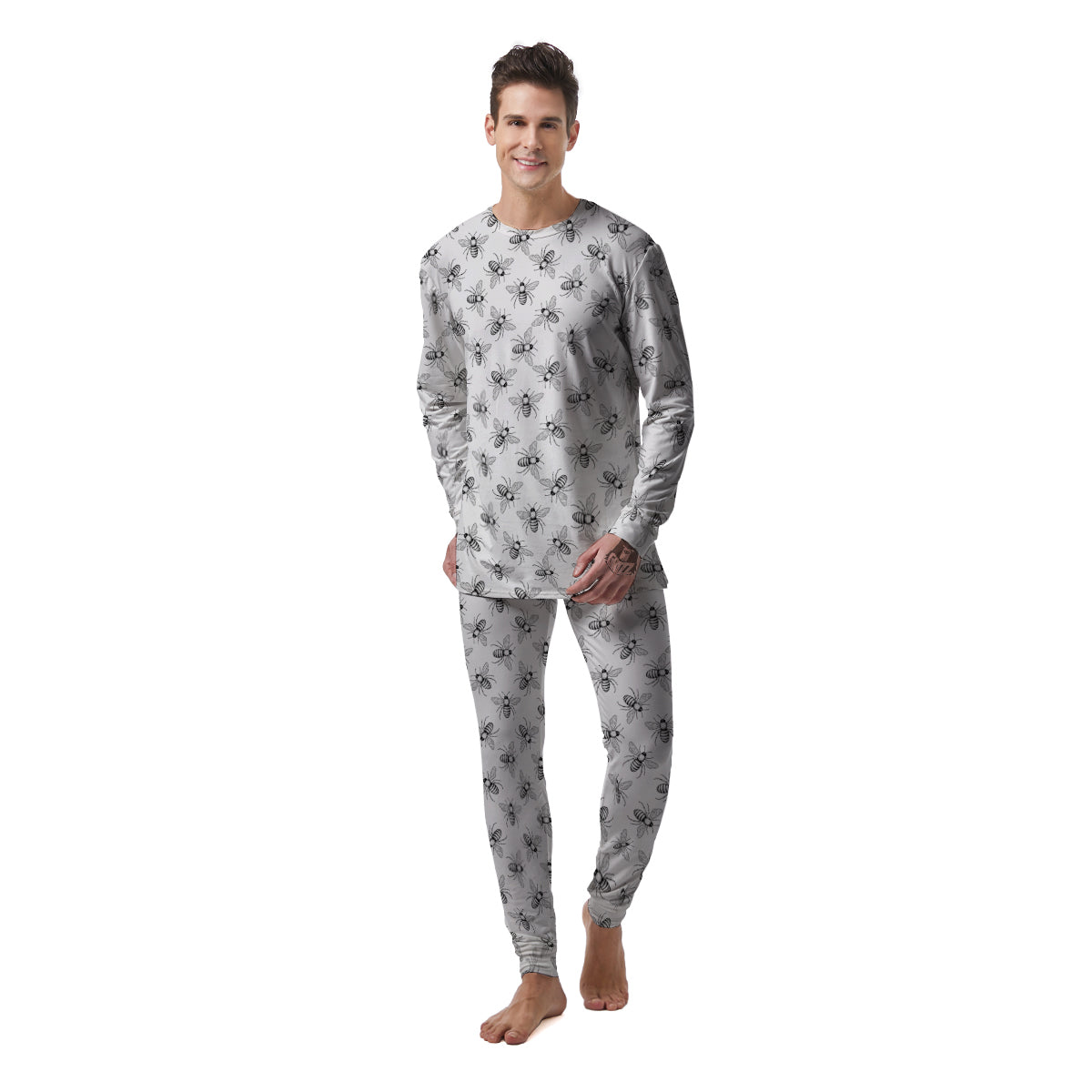 Drawing Bee Print Pattern Men's Pajamas-grizzshop