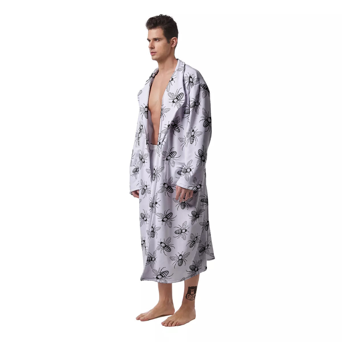Drawing Bee Print Pattern Men's Robe-grizzshop