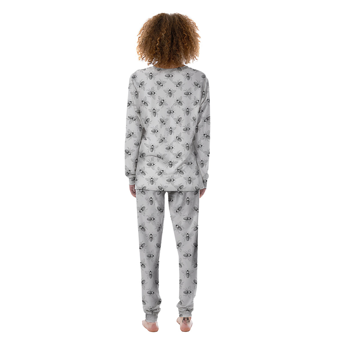 Drawing Bee Print Pattern Women's Pajamas-grizzshop