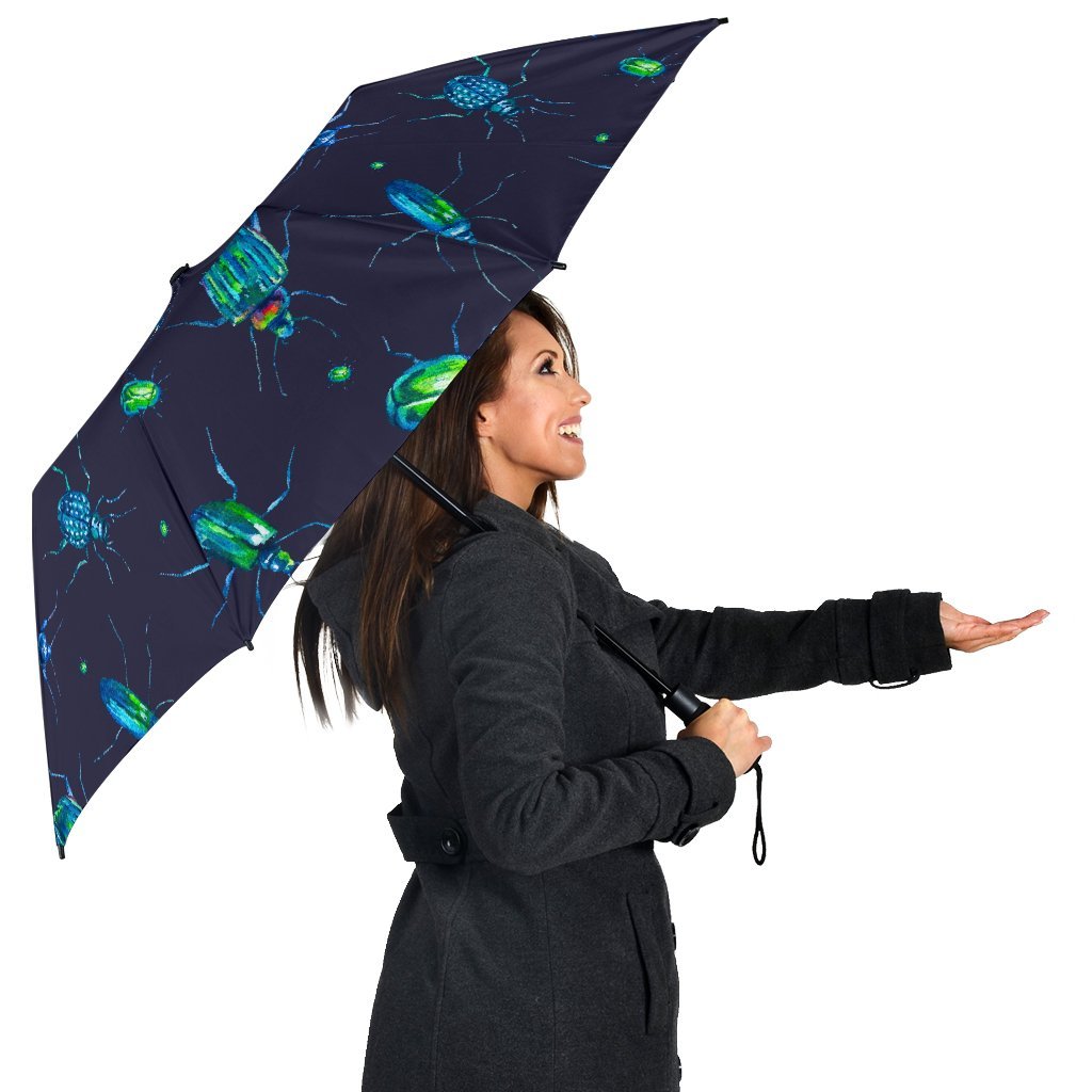 Drawing Bug Pattern Print Automatic Foldable Umbrella-grizzshop
