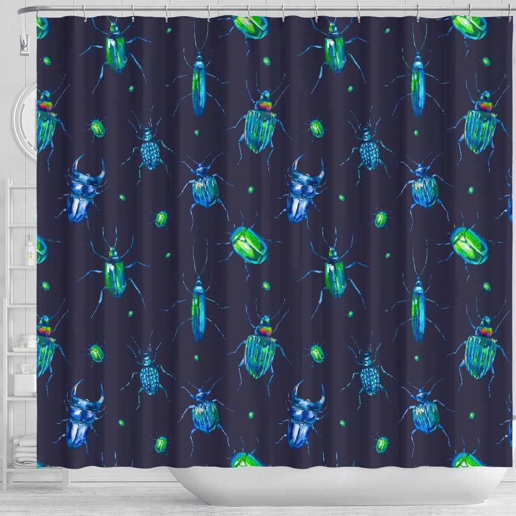 Drawing Bug Pattern Print Bathroom Shower Curtain-grizzshop