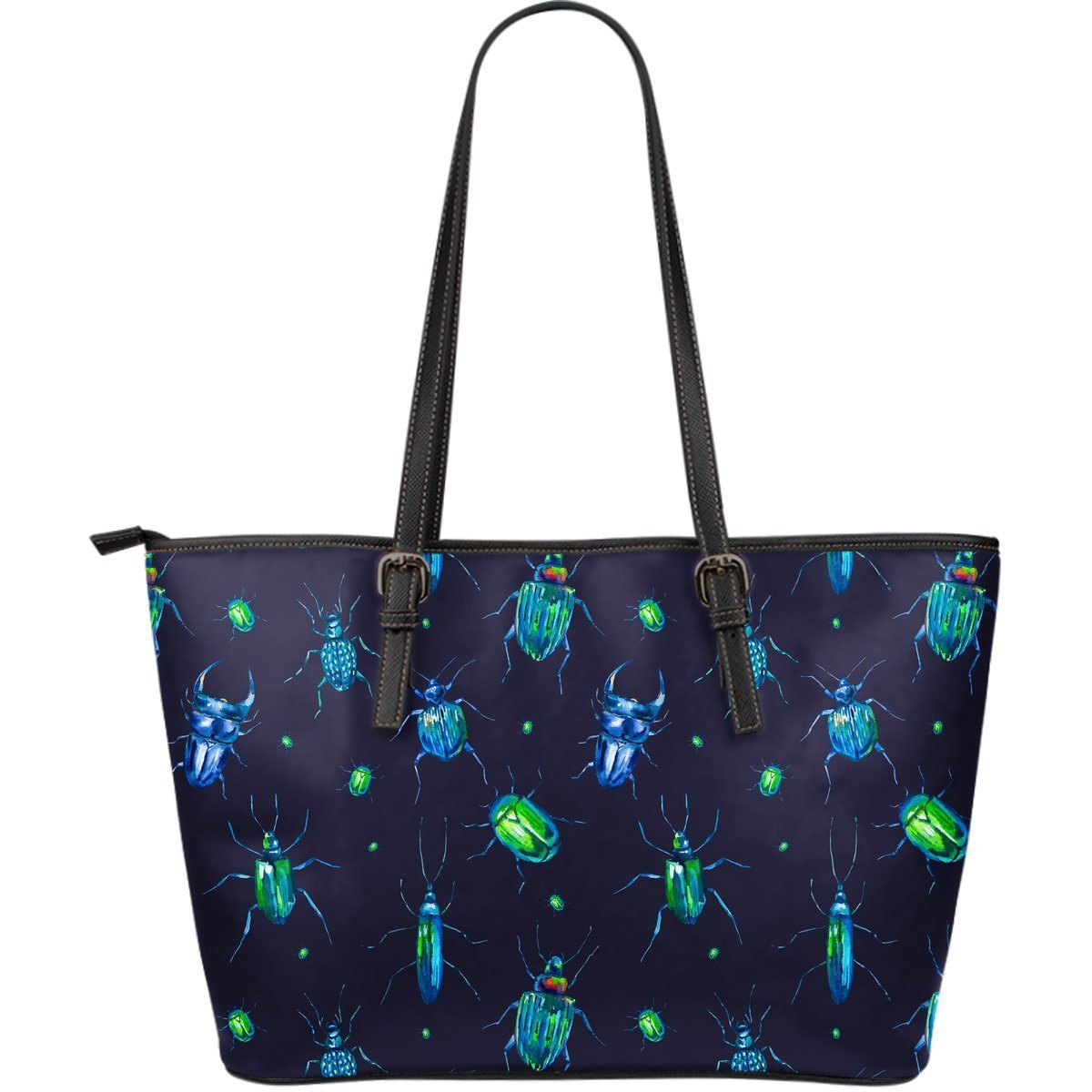 Drawing Bug Pattern Print Leather Tote Bag-grizzshop