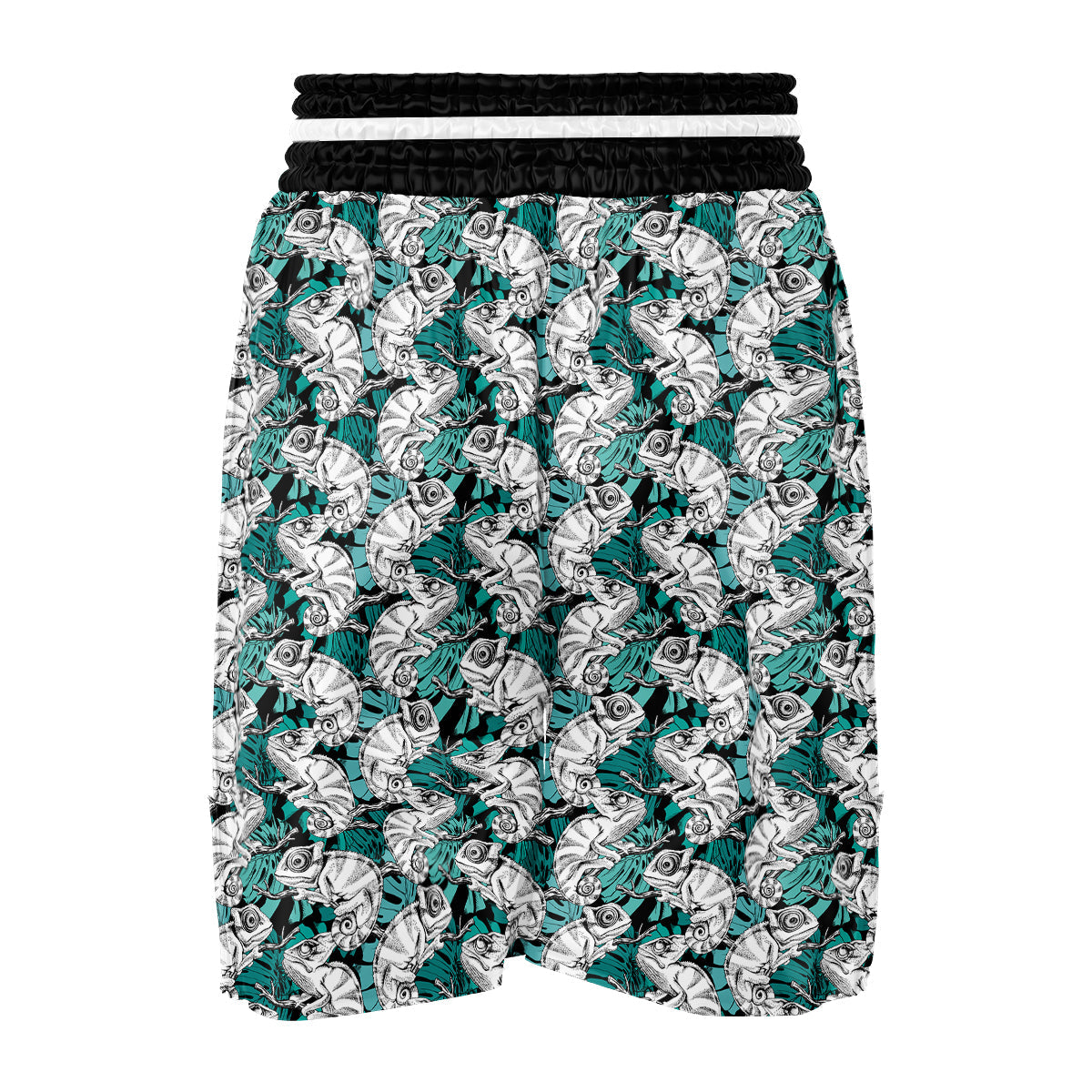 Drawing Chameleon And Monstera Leaf Print Pattern Boxing Shorts-grizzshop