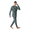 Drawing Chameleon And Monstera Leaf Print Pattern Men's Pajamas-grizzshop