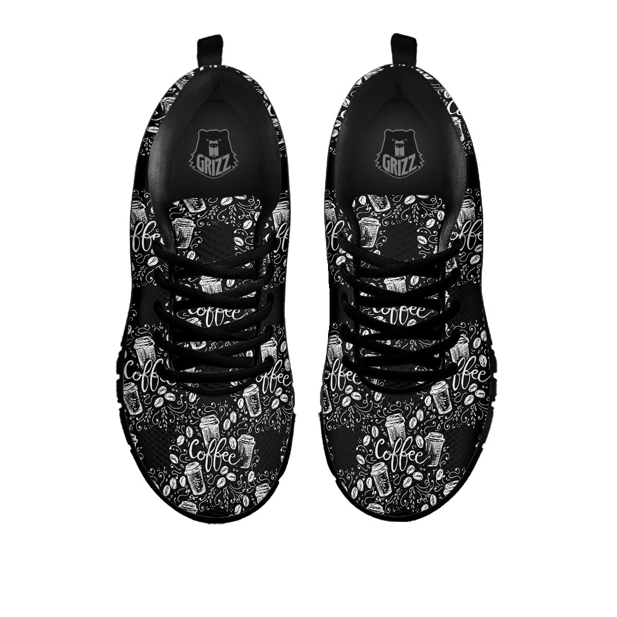 Drawing Coffee Print Pattern Black Sneaker-grizzshop