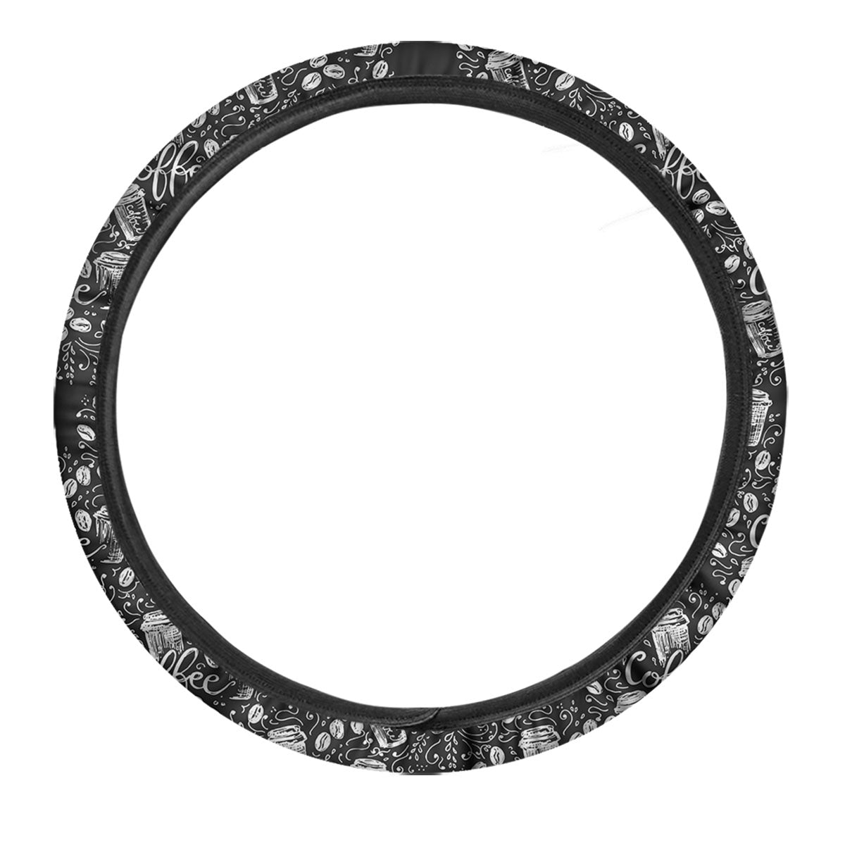 Drawing Coffee Print Pattern Car Steering Wheel Cover-grizzshop